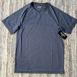 Rhône Sentry shirt men small blue NWT new workout gym striped